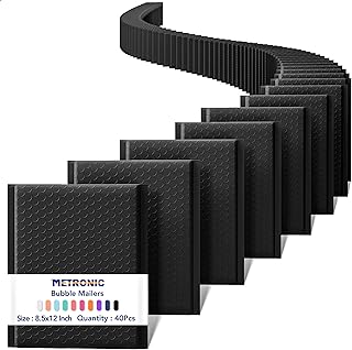 Black 8.5x12 inch Bubble Mailers, 40 Pack