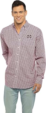Men's Long Sleeve Gingham Check Button-Down Shirt