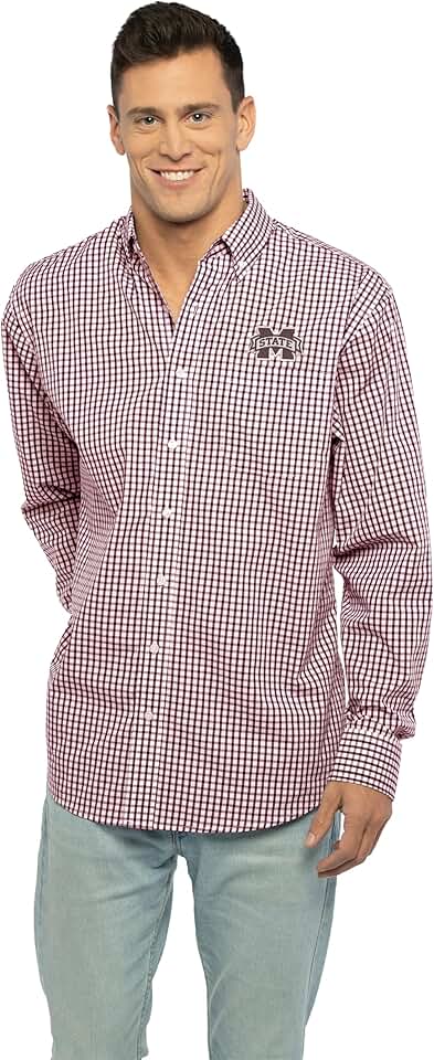 Men's Long Sleeve Gingham Check Button-Down Shirt
