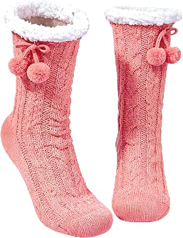 Cozy Fleece-Lined Non-Slip House Socks for Women