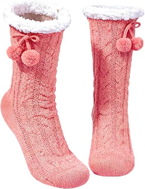 Cozy Fleece-Lined Non-Slip House Socks for Women