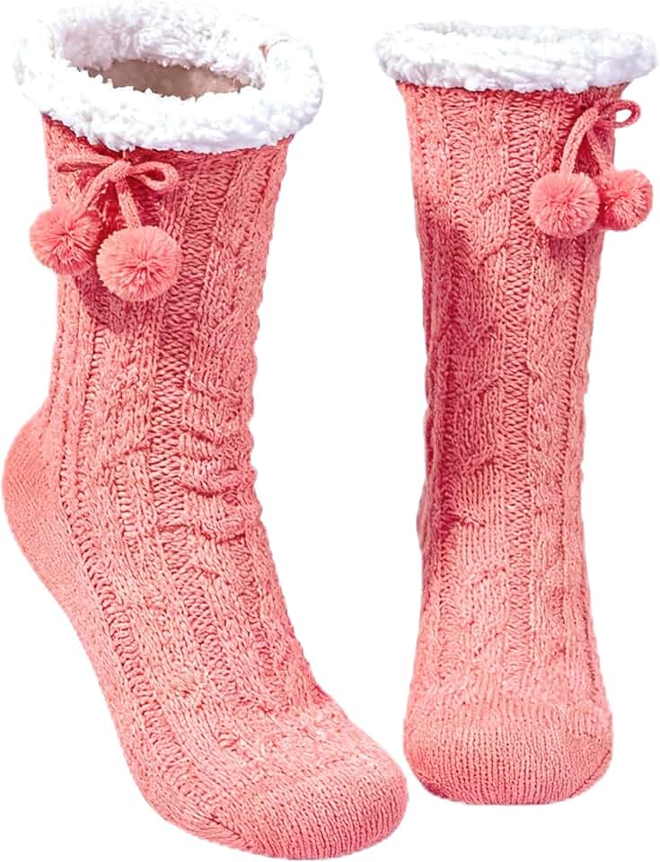 Cozy Fleece-Lined Non-Slip House Socks for Women