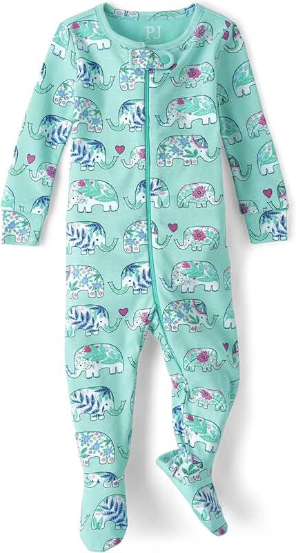Baby Girls and Toddler Cotton Zip Front Footed Pajama