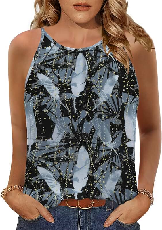 Women's 2025 Halter Neck Sleeveless Pleated Tank Top