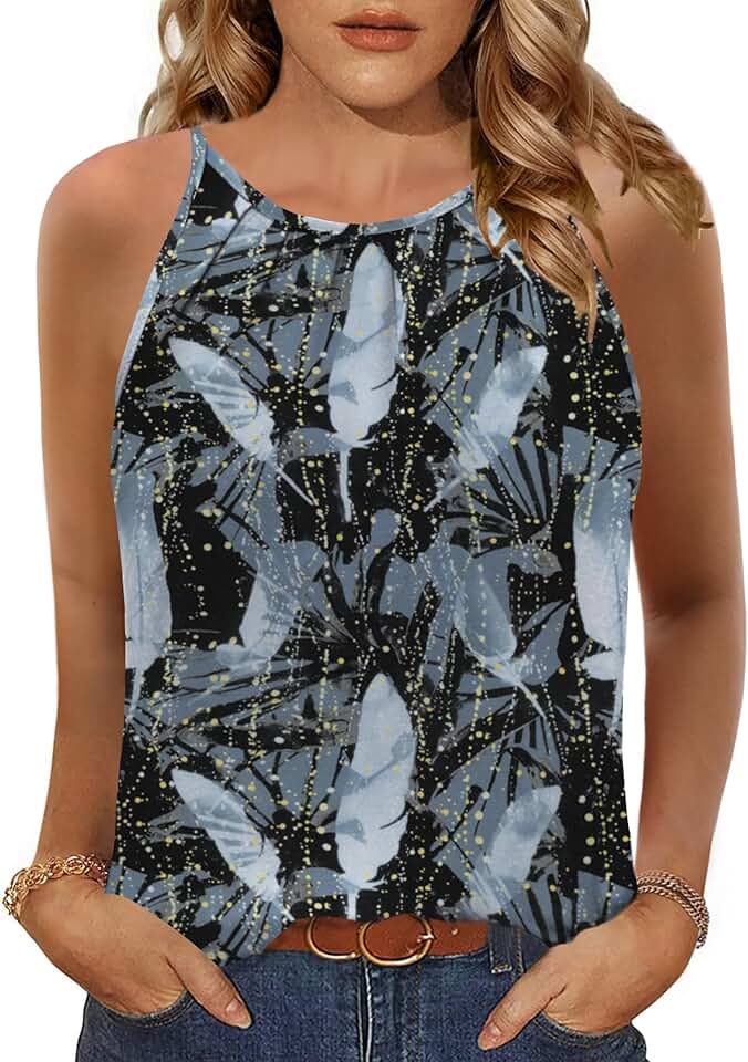 Women's 2025 Halter Neck Sleeveless Pleated Tank Top