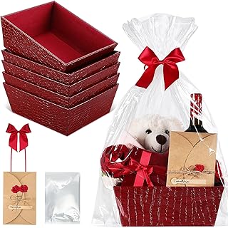 Christmas Leather Gift Basket with Bags and Ribbons