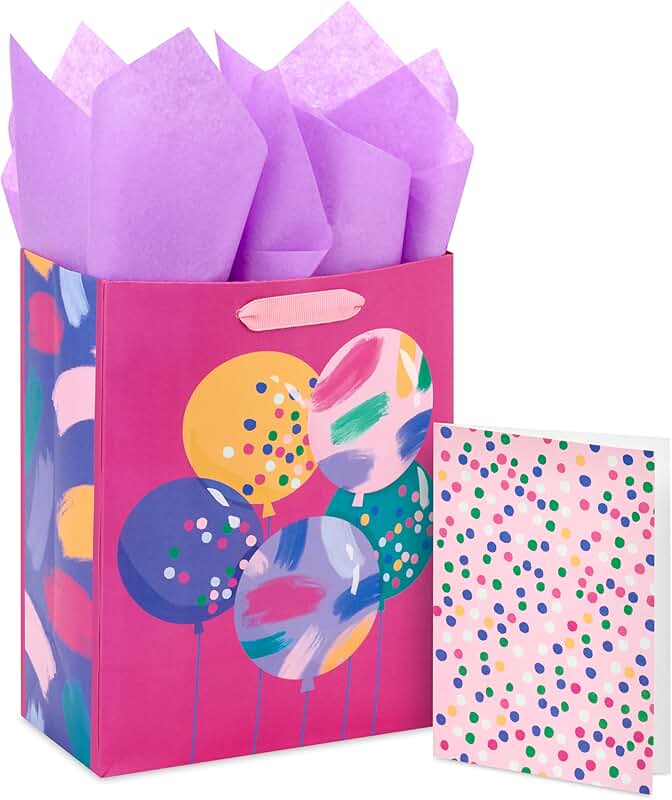 9-inch birthday gift bag with tissue paper and card