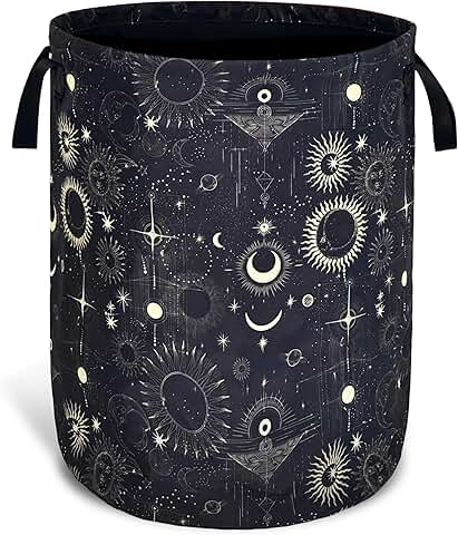 Foldable Sun, Moon, and Stars Laundry Basket with Handle