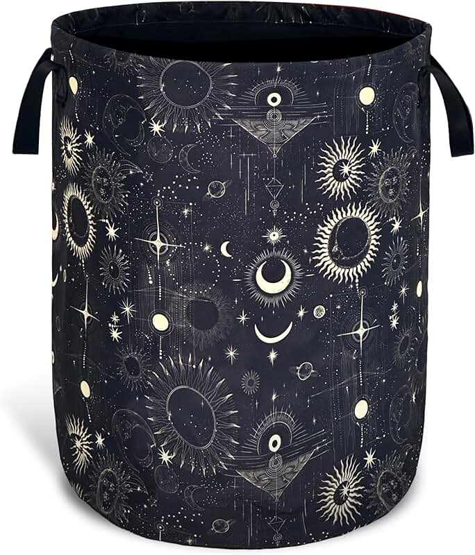 Foldable Sun, Moon, and Stars Laundry Basket with Handle