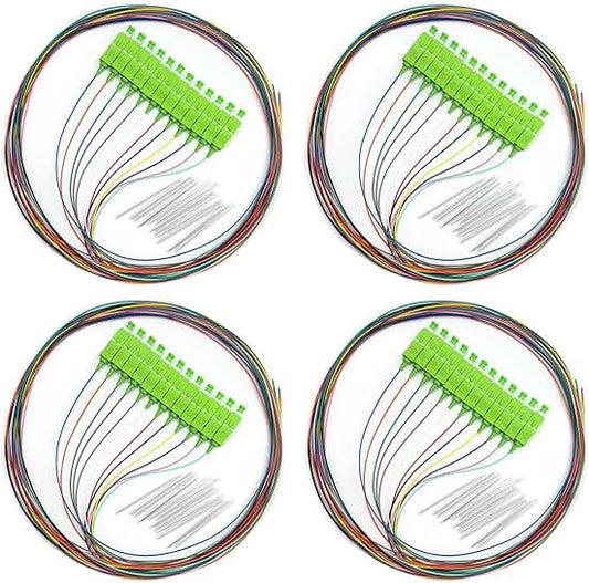 Four 1.5m Single Mode Fiber Pigtails with Protective Sleeves