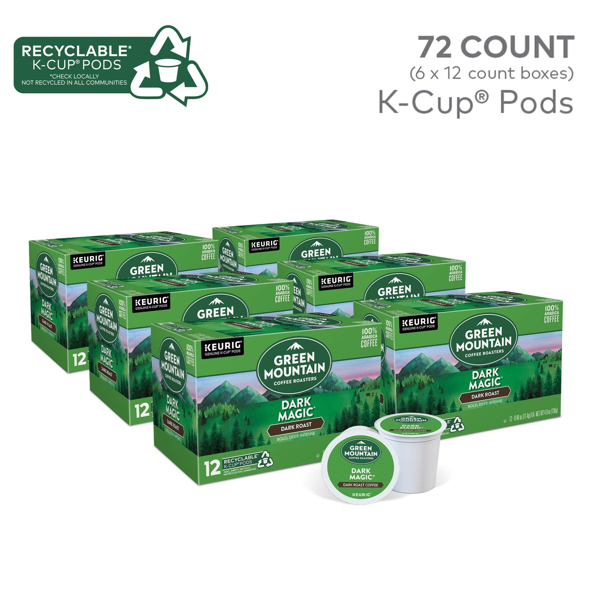 Dark  Single-Serve K-Cup Pods, Dark Roast Pods, 12 Count Pack of 6)