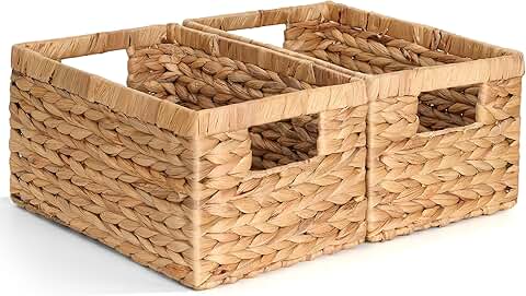 Set of 2 Natural Wicker Storage Baskets