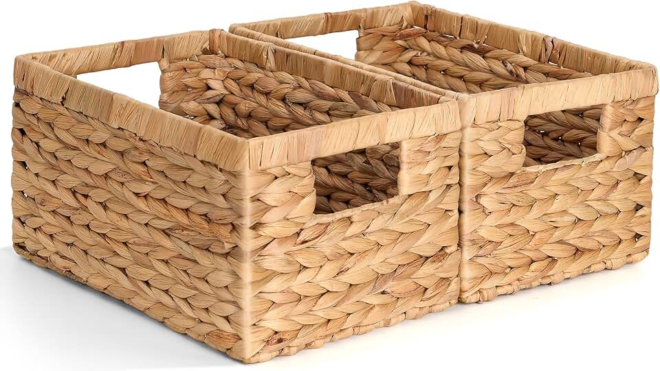 Set of 2 Natural Wicker Storage Baskets