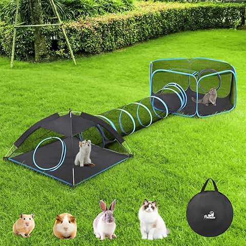 Outdoor Cat Enclosure with Playpen and Tunnel