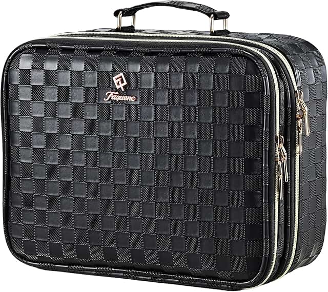 Travel Makeup Bag with Lighted Mirror and Dividers