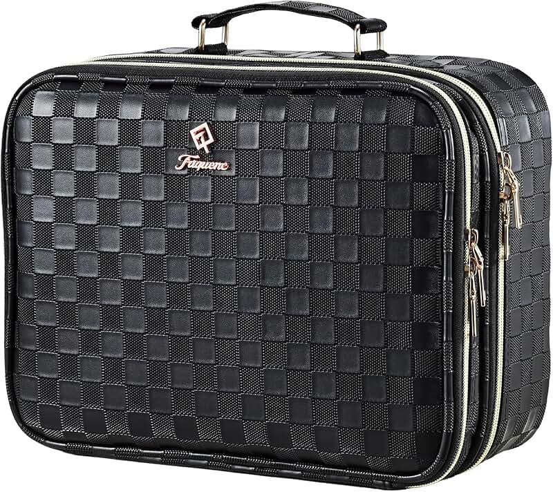Travel Makeup Bag with Lighted Mirror and Dividers