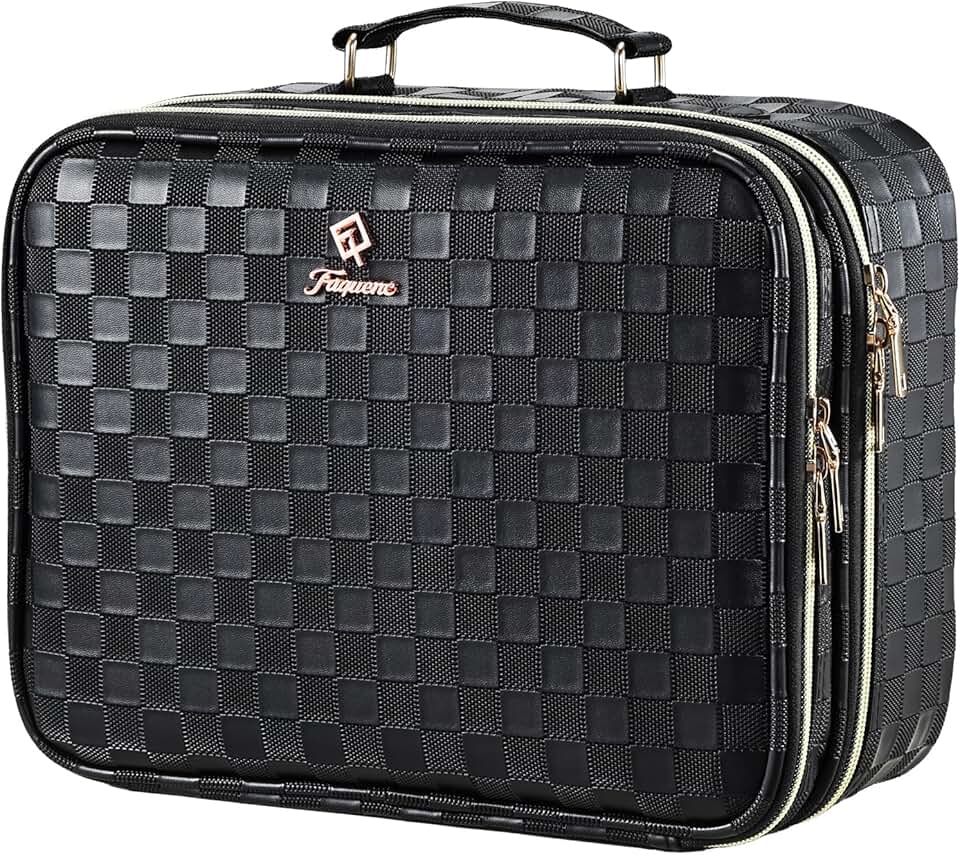Travel Makeup Bag with Lighted Mirror and Dividers