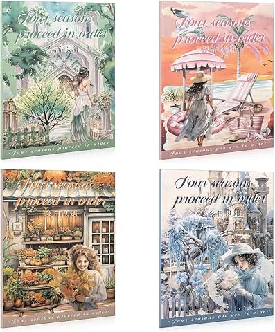Set of 4 Vintage Journaling Sticker Books with 80 Sheets
