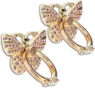 Two Pack Glitter Butterfly Phone Ring Holders