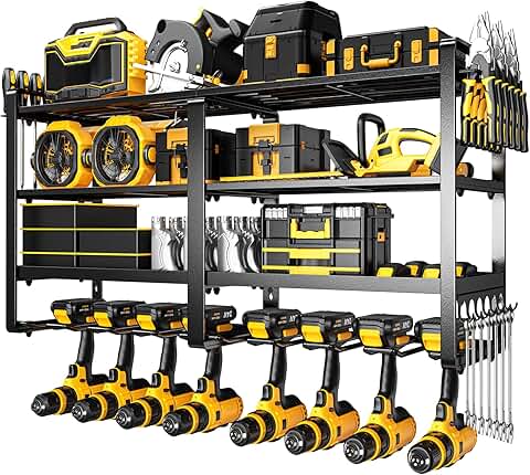 Large 33" Wall Mount Power Tool Organizer with 4 Tiers