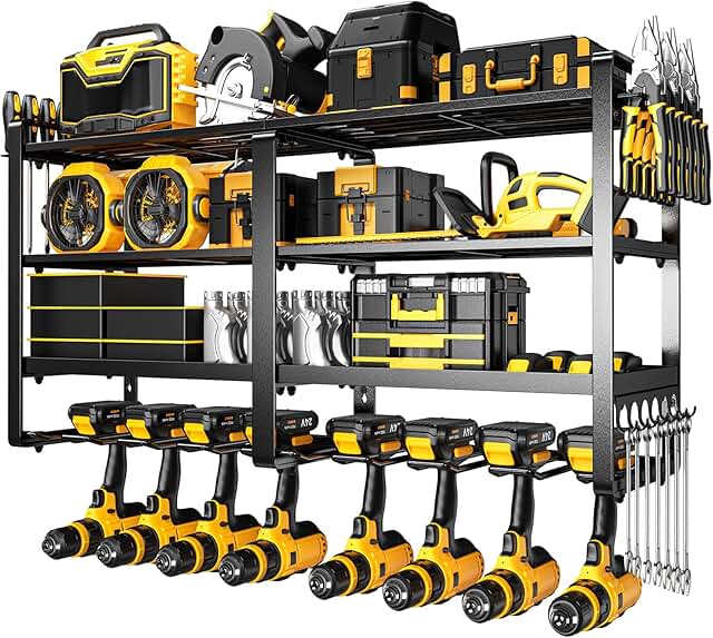 Large 33" Wall Mount Power Tool Organizer with 4 Tiers