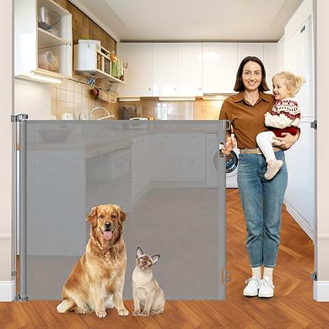 Extra Tall Retractable Pet and Baby Gate for Doorways