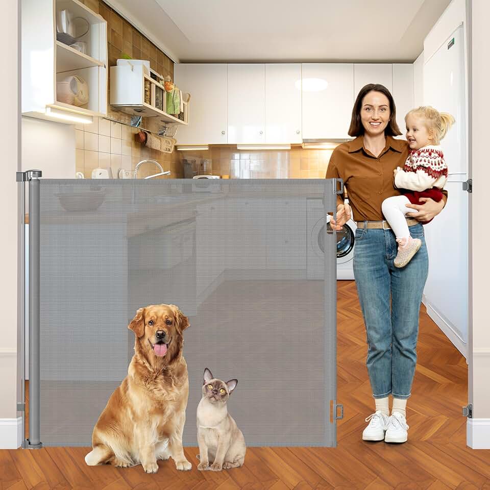 Extra Tall Retractable Pet and Baby Gate for Doorways