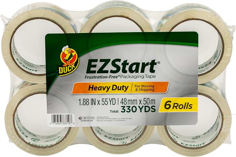 Clear Packing Tape Refills, 6 Rolls, 1.88 Inch x 55 Yards