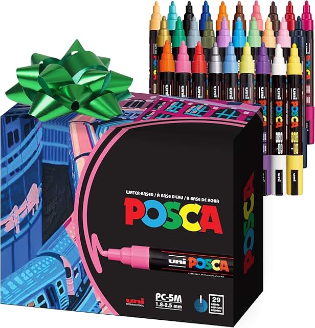 Set of 29 Medium Acrylic Paint Markers with Reversible Tips