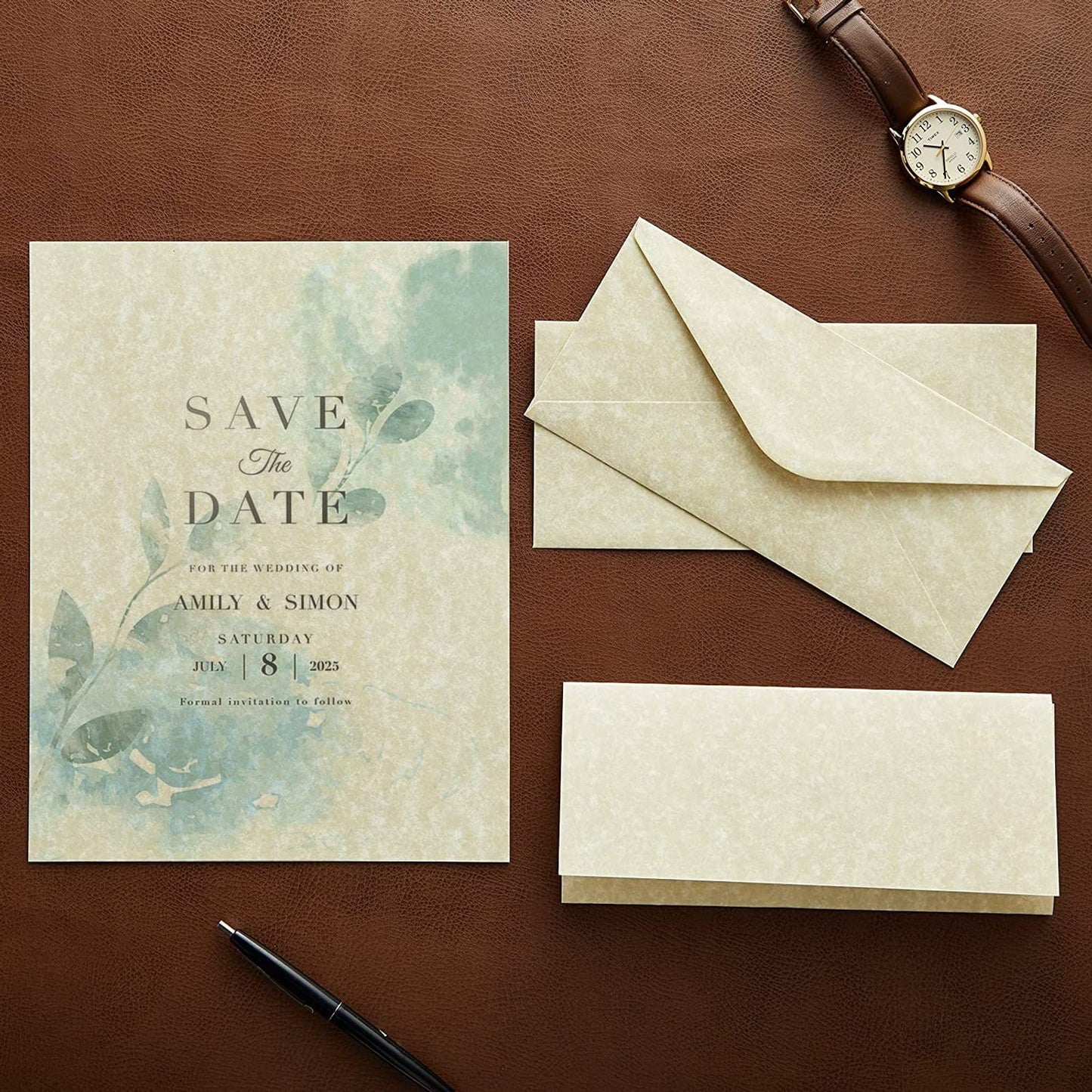 Cream Textured Stationery Set with Envelopes, 96 Sheets