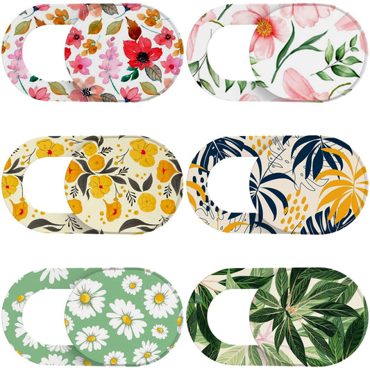 Cute 6-Pack Ultra Thin Camera Cover Slides with Flower Design