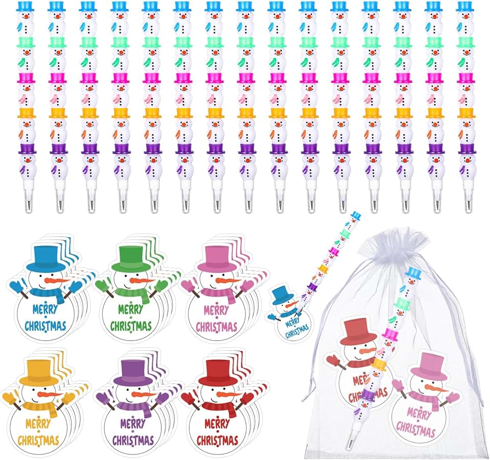 72-Piece Christmas Stackable Pencil Gift Set with Cards