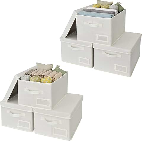 Set of 6 Lidded and Rectangle Closet Storage Bins