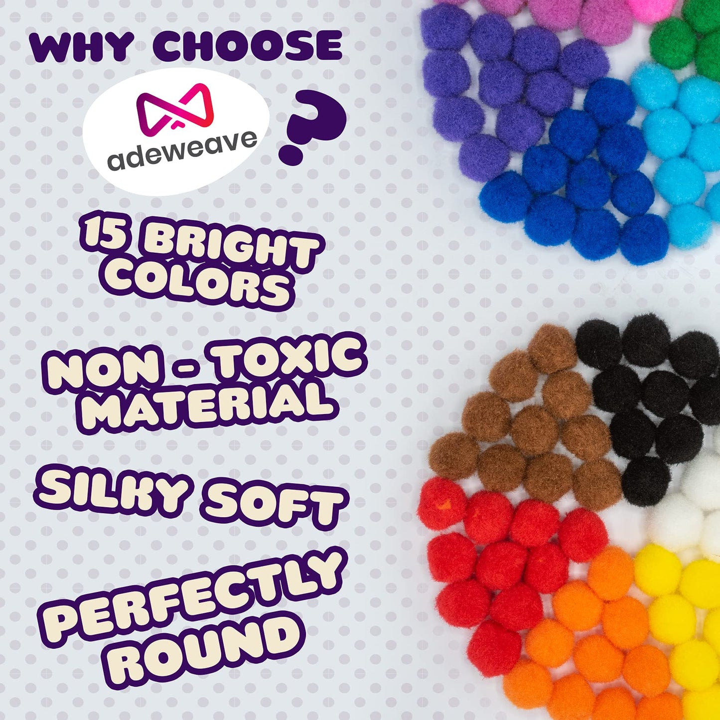 Multicolor Pom Poms Set with Googly Eyes, 300 Pieces