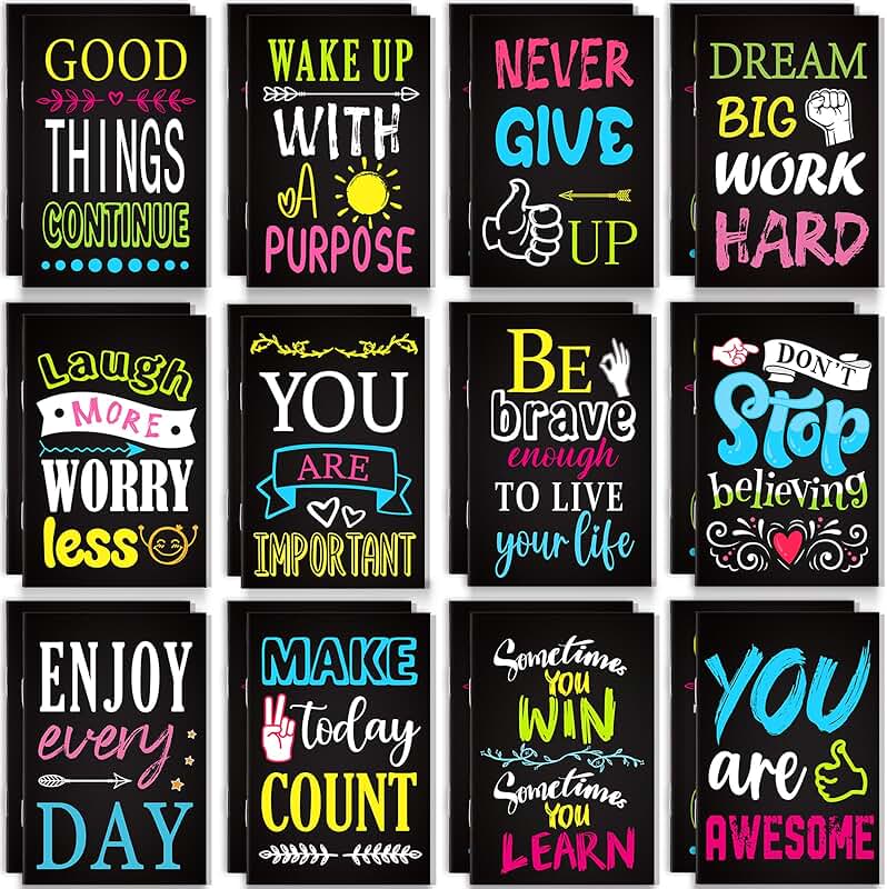 Set of 24 mini motivational notebooks for parties and gifts