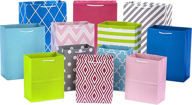 Pastel Gift Bags Assorted Sizes Pack of 12
