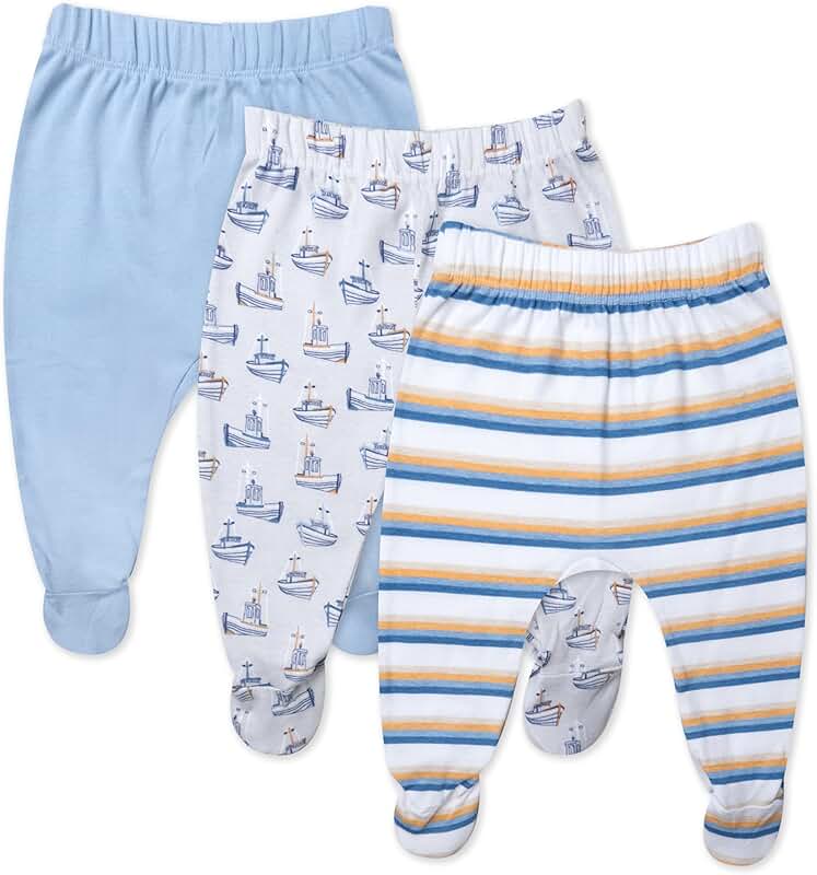 Baby Unisex Footed Pants 3-Pack in Organic Cotton