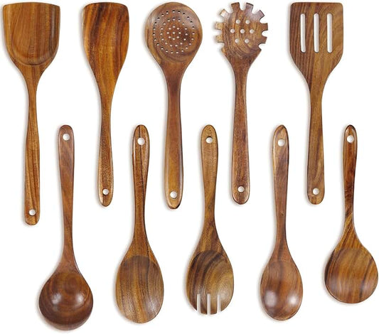 Non-Toxic Wooden Cooking Utensil Set, 5 Pieces