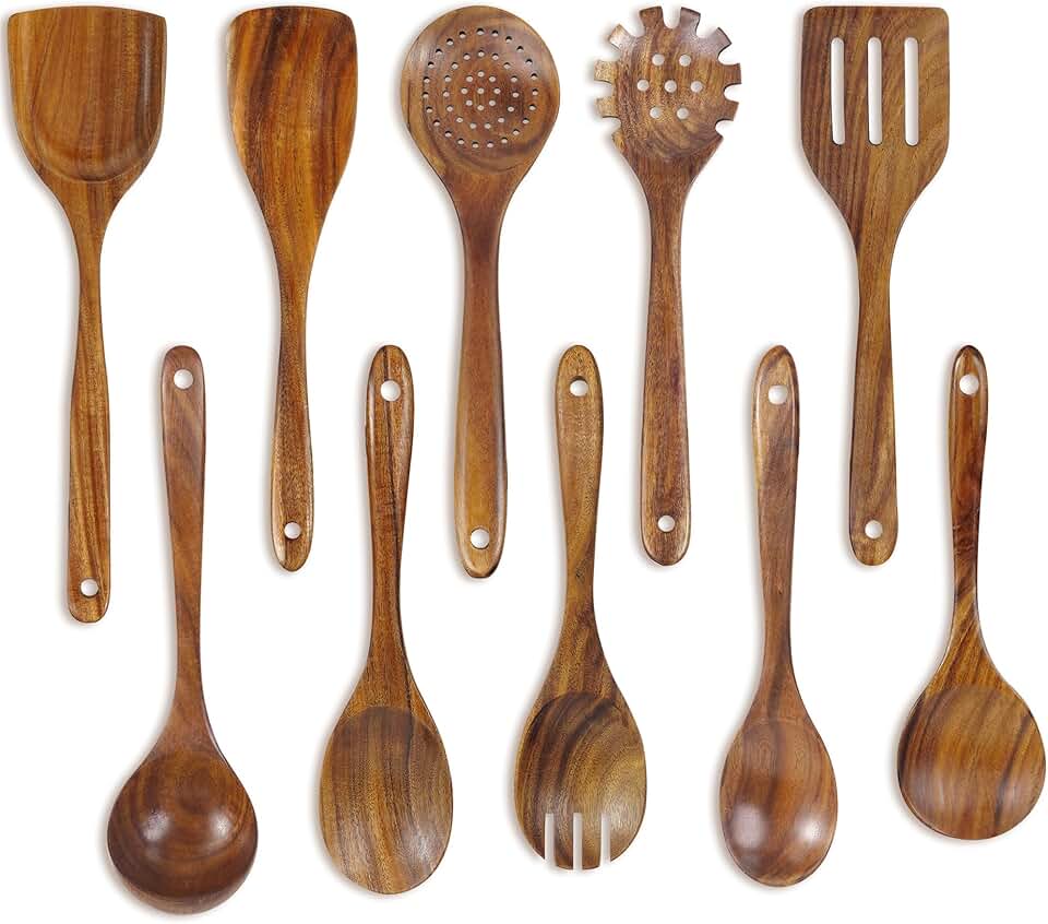 10 Wooden Spoons for Cooking and Baking