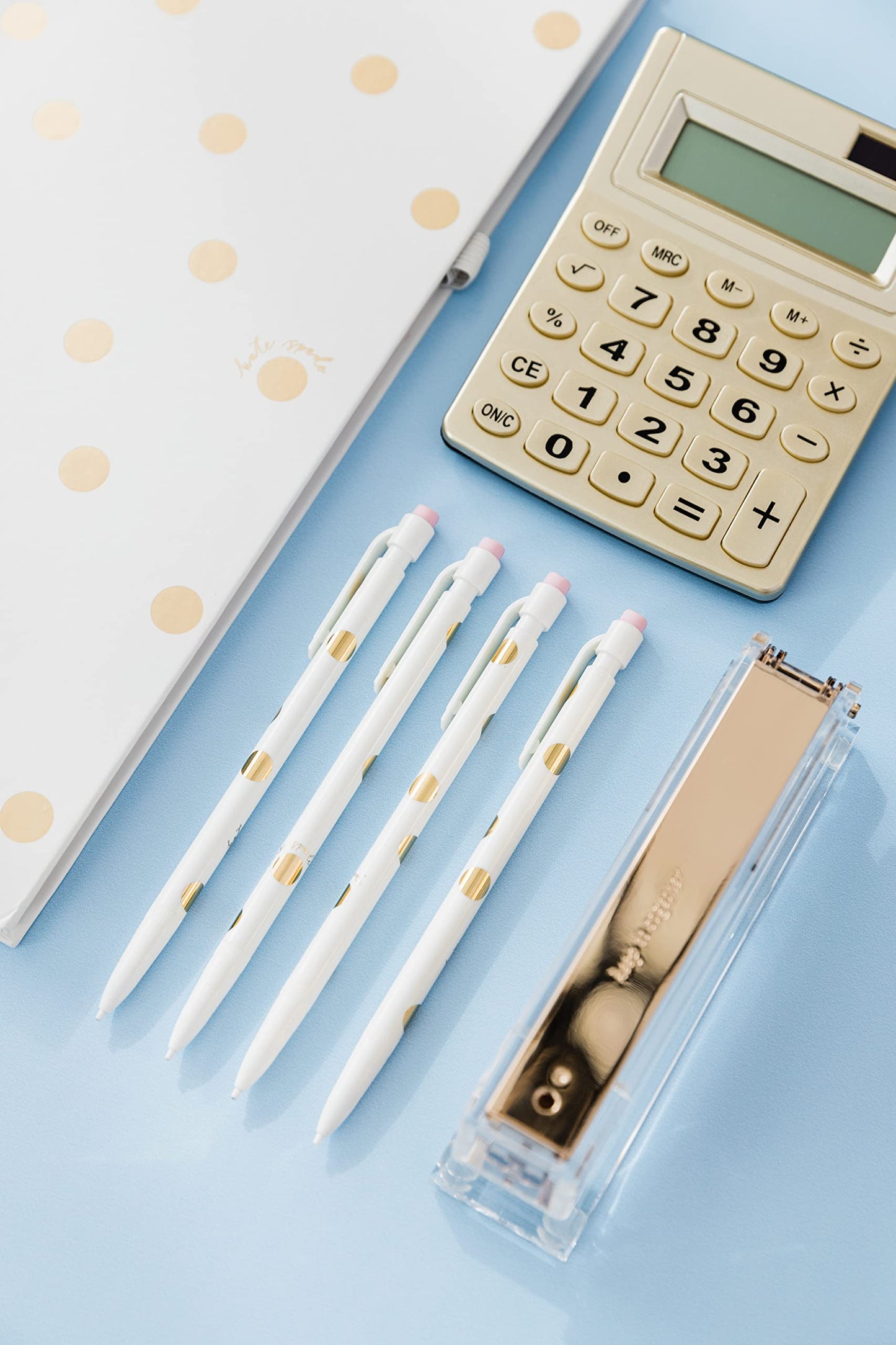 Gold Dot Acrylic Solar Desktop Calculator