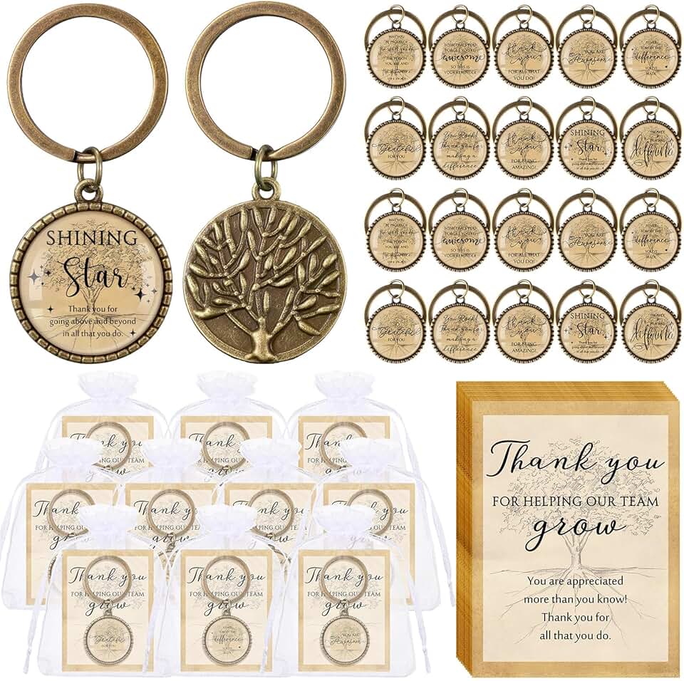 40 Employee Appreciation Gift Sets with Keychains and Cards