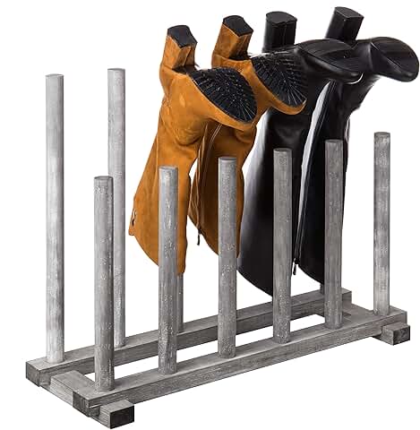 Graywashed Wooden Boot Rack for Entryway