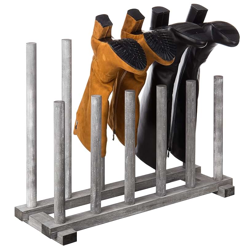 Graywashed Wooden Boot Rack for Entryway