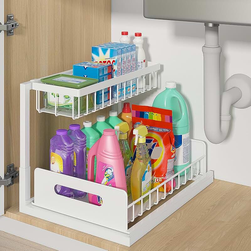 Pull-Out Under Sink Organizer, 2-Tier Sliding Shelf