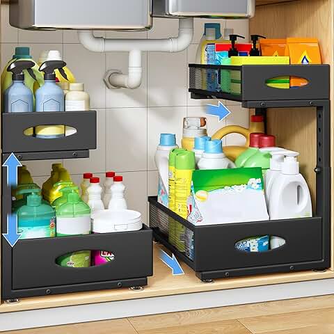 Two Pack Under Sink Organizer with Sliding Drawers