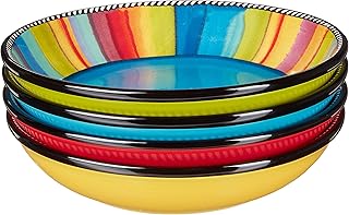 Set of 4 Multicolor 9" Soup and Pasta Bowls