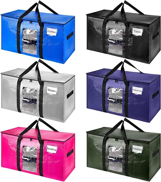 Six Large Moving Bags with Windows and Handles