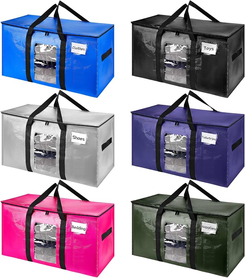 Six Large Moving Bags with Windows and Handles