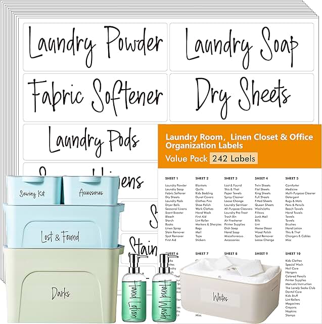 Laundry, Linen, and Office Labels for Organization