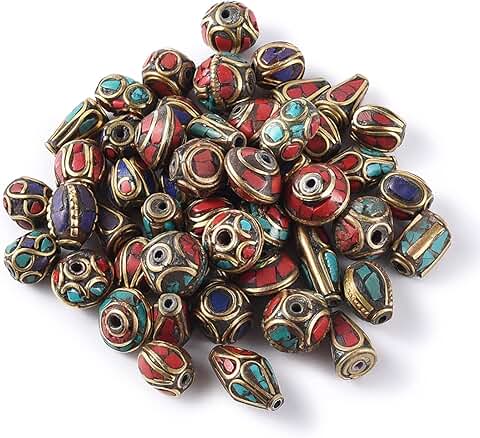 50 Handmade Tibetan Style Bead Set for Jewelry Making